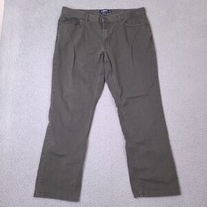 Chaps Pants Mens 38x30 Olive Green 5-Pocket Twill Military‎ Work Outdoor Casual